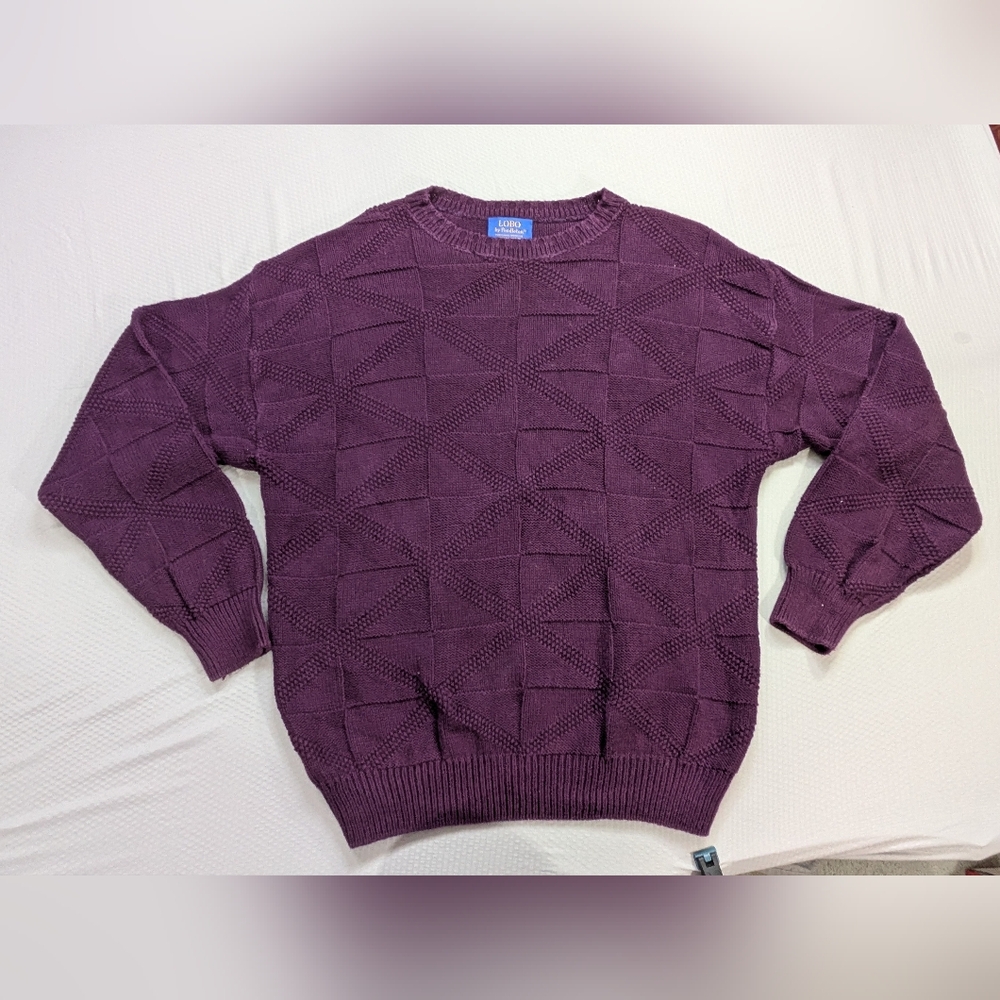 Lobo By Pendleton Vtg Sweater XL 100% Cotton Vintage Purple Crew Neck Sweater